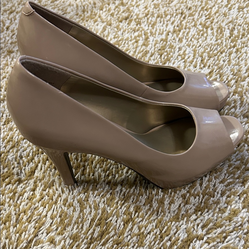 Chic Beige Peep-Toe Heels